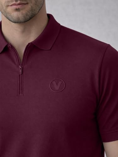 Image of Veirdo Men's Regular Fit Interlock Polo T-Shirt, Cotton Fabric, Half Sleeves,Stylish Collared Neck, Perfect for Casual and Office Wear, Soft, Comfortable (S-2XL)