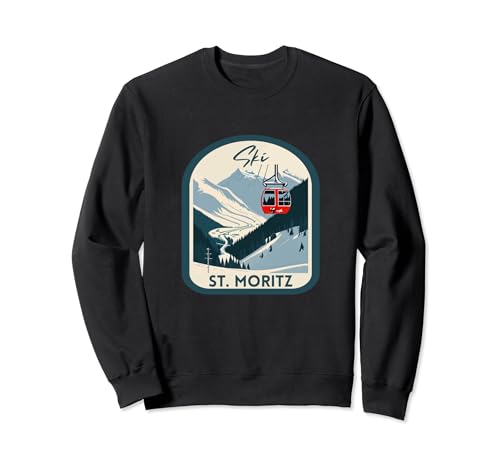 Ski St. Moritz Retro Vintage Style St. Moritz Skiing Sweatshirt