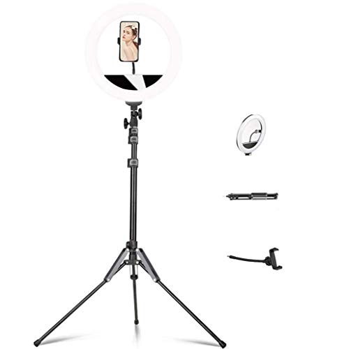 LED-Ringlicht, 11 Zoll mit Spiegel 3-stufige Helligkeit 10-stufige Helligkeit mit Stativständer für Make-up Selfie-Fotografie Live-Streaming