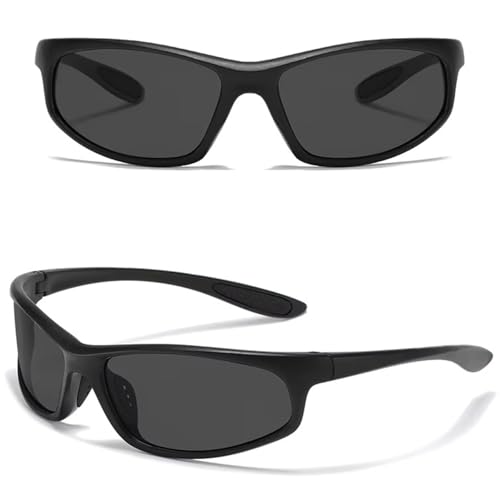 Image of Stylish Polarized Sports Sunglasses for Men Women - Unbreakable HD Clear Vision Cricket Motorcycle Riding Running Cycling Biking Driving Wraparound Branded Oval Goggles