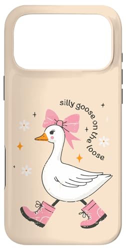 Goose Silly On The Loose Pink Bow �K�[���Y �L�b�Y ���[�X ���f�B�[�X �X�}�z�P�[�X iPhone 17 Pro Max �p