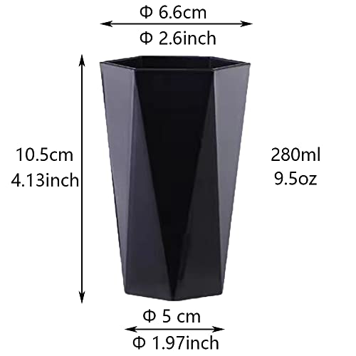 Rabyleo-Bathroom Cups 2Pieces, Plastic Toothbrush Holder, Tumbler Cup, Geometric Rhombus Mouth Cup, 280Ml, (Black & White) #TOP1
