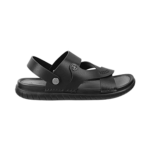 Image of Metro Men Black Synthetic Sandals, EU /38 UK /4 (60-7)