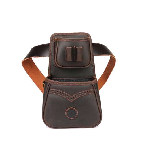 TOURBON Leather Shotgun Shell Holder Ammo Pouch with 1 Box