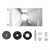 Frästisch-Einsatzplatte für Holzbearbeitungswerkzeuge, Aluminiumguss mit Dual-Skala-Markierungen, erweiterter Befestigungsschlitz, kompatibel mit 45 x 55 bis 65 x 70 mm (schwarz)