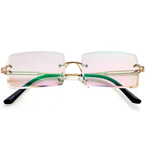 Image of Kursan Frameless Rectangle Sunglasses for Men Women Small Rimless Sun Glasses Shades UV400 Protection