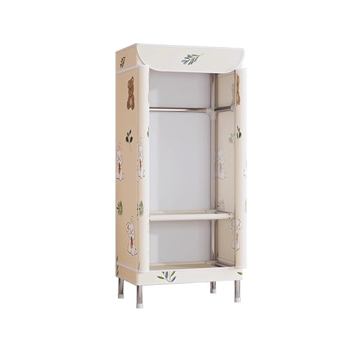 玄関 ハンガーラック おしゃれ 吊り下げレール付き ハンガーラック 折りたたみ 持ち運び 洋服収納タンス 大容量 寝室、アパート、小さなスペースに最適(Beige,68cm)