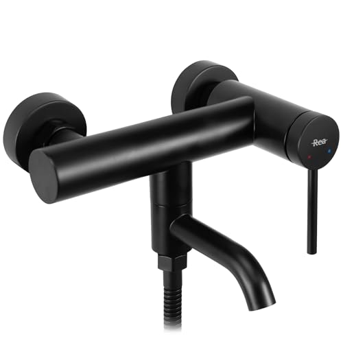 Robinet de baignoire avec douchette Clif Rea mitigeur salle de bain noir mat eau chaude froide