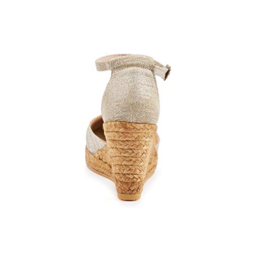 Image of Viscata Estartit Espadrille Canvas Wedges Spain Handmade 3 inch Heel Women's Sandals with Breathable Organic Cotton Canvas and 100% Natural Jute Midsole for all Occasions: Casual, Work, Party