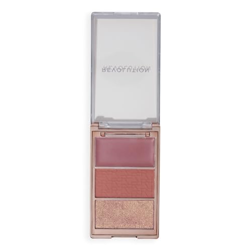 Image of Revolution Blush Icon Palette- Aura Points Rose | Cream‑Matte‑Shimmer Trio with Hyaluronic Hydration | Highly Pigmented & Buildable | Long‑Lasting Flush for Indian Skin Tones- 9.8g