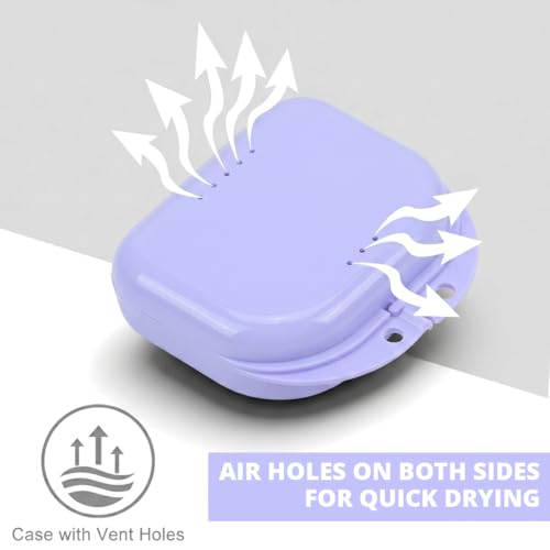 Image of ZIBUYU Portable Retainer Case, Dental Denturer Box for Aligners, Night Guards & Dentures, BPA-Free PP Travel Case with Ventilation Holes & Snap Lock, Purple