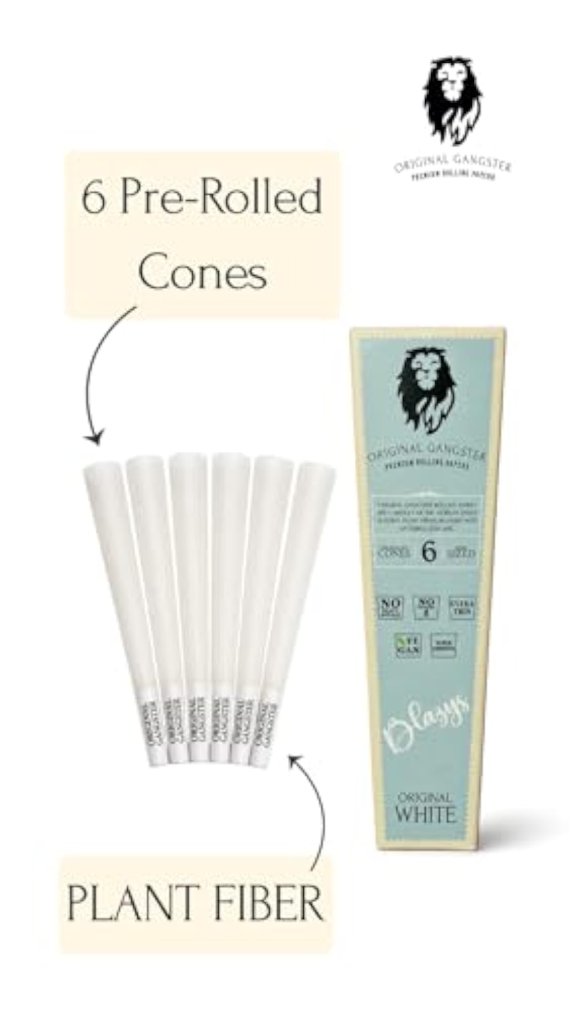 White Rolling Paper Cone Pack, 60 Count