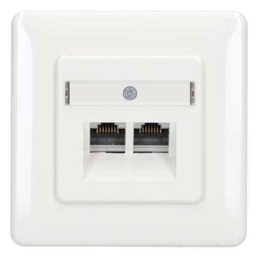 Rutenbeck UAE - Cat. 6A iso Universal-Anschlussdose/Datendose/Netzwerkdose LAN mit Unterputz-Abdeckung reinweiß 136112070, 2-Fach RJ45, 10 Gbit/s, geschirmt