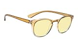 Blue Light Blocking Computer Glasses Women - Reduce Eye Fatigue Eyeglasses with Yellow Tinted Lens （Brown-Transparent Frame，+1.75）