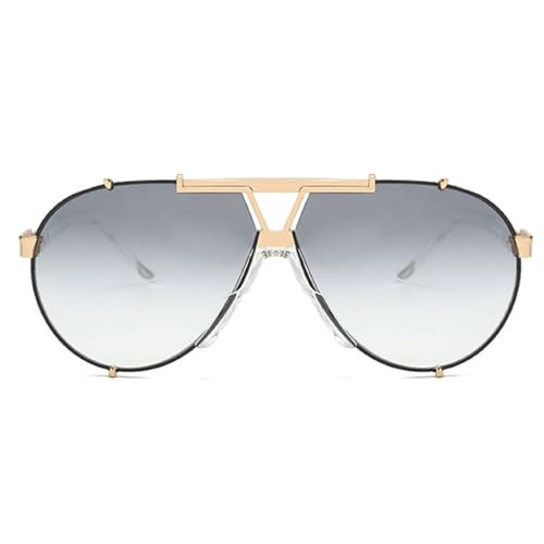 Retro Trendy Pilot Sunglasses Women Men 90s Vintage Glasses Stylish Sunglasses Big Frame Trendy Metal Frame Oval Shades