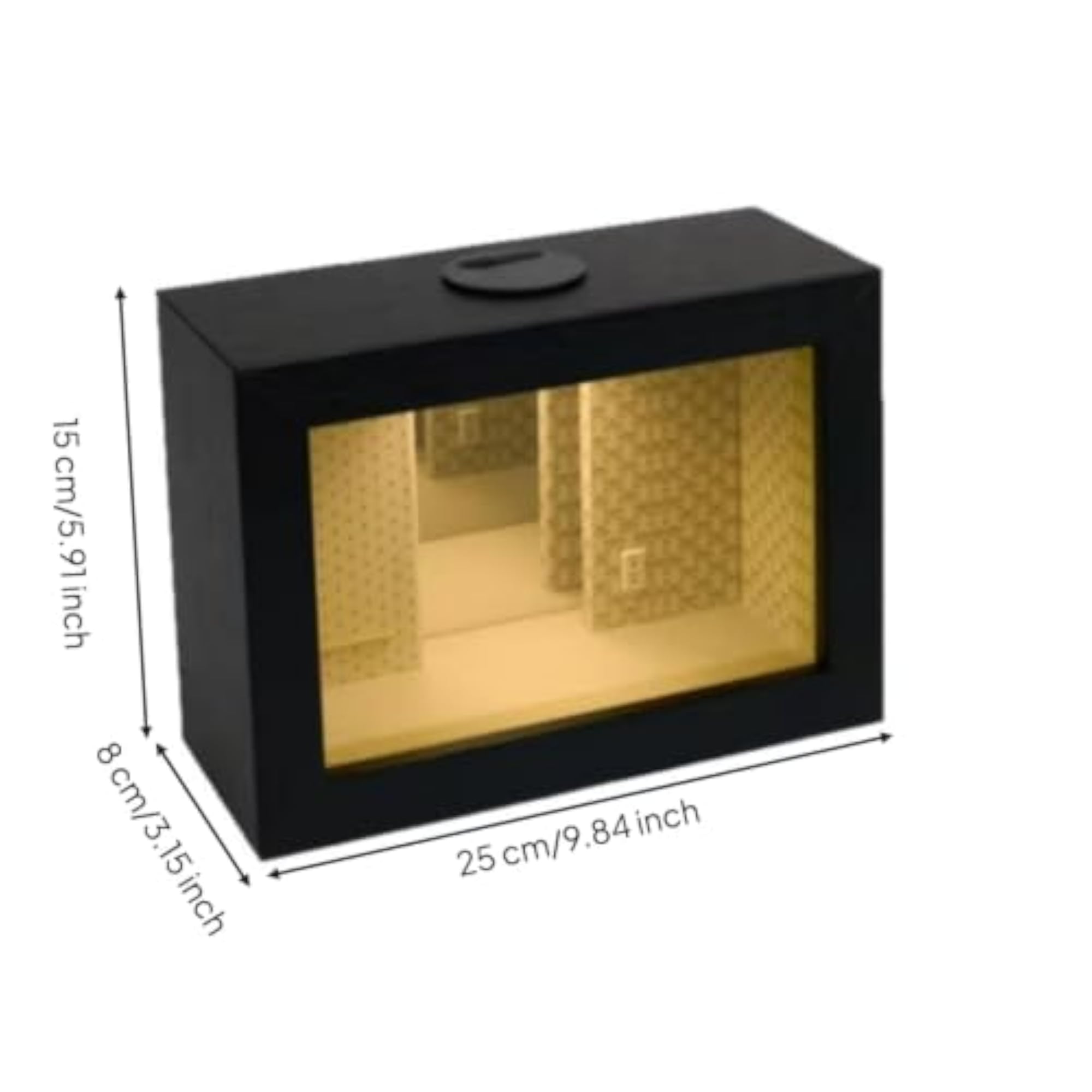 Illuminated Wooden Shadow Box with Light