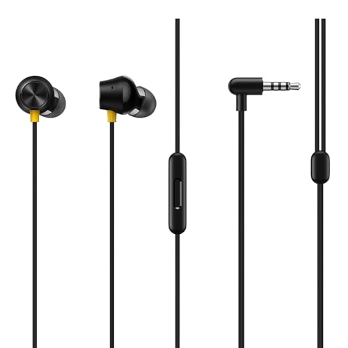 Image of Buds 2 Neo Wired Earphones with Mic, 11.2mm Bass Driver, Tangle-Free Cable, 3.5mm Jack - Compatible with realme 9 -(Black)