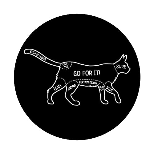 Cat Petting Chart Cute Funny Animal Lover Pet Owner PopSockets Swappable PopGrip, Black - Image 3