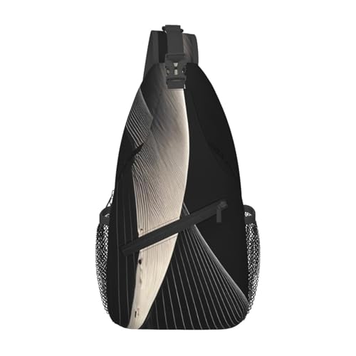 WZYCWB Mochila cruzada con curvas abstractas para hombres y mujeres, perfecta para senderismo casual, disponible en estilos de pecho o hombro, Negro -, Talla única