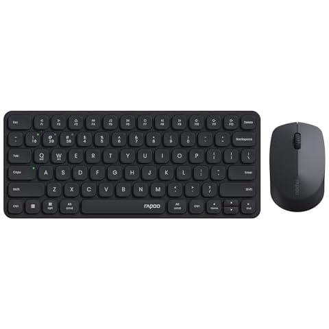 Rapoo 9010M Multi-Device Keyboard and Mouse Combo, 2.4GHz/Bluetooth 5.0/4.0 Wireless Keyboard & Mouse Set for Windows/Mac/Linux/Chrome, Support 4 Devices, Low-Profile Silent Click, Battery Powered Cover