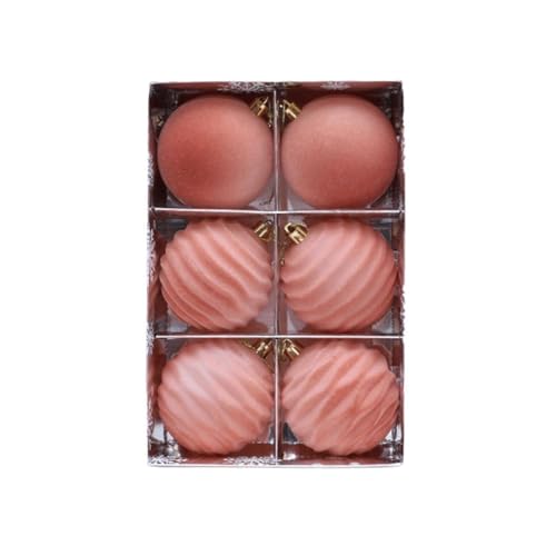 6 Bolas navideñas de Terciopelo Vintage con Flocado Mixto for árbol de Navidad, 3,15 Pulgadas, for Colgar en guirnaldas.(Rose Gold)