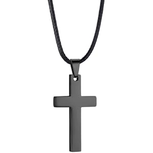 PROSTEEL Stainless Steel Pendant Necklace for Men Women, Cool Punk Shark Teeth Necklace, Cross Necklace, Star Of David Necklace, Black Leather Cord, Come Box A: Black-Shark Teeth 20.0 Inches