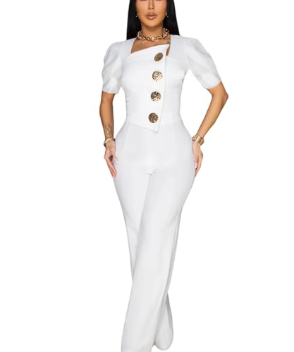 fiocko Sexy ladies fashion wide leg elegant club jumpsuit business party jumpsuit