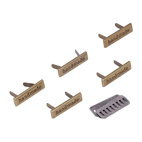 Tissting 5 Uds. de Etiquetas Manuales de Metal Impresas a Mano con Impresión Suave con Junta para Coser Ropa Jean Bolsas de Zapatos Decoración de Muñecas