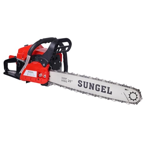 SUNGEL Gas-Powered-Chainsaw - 20 Inch Gas Chain Saw 58 CC 2-Cycle Handheld Cordless Gasoline Chain Saws for Cutting Wood Trees
