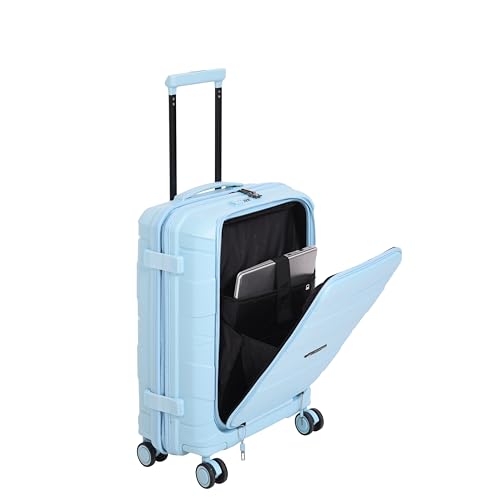 Image of it luggage-Momentous -20 inches PP Hardsided Fashion Luggage Cabin Trolley with Padded Laptop Section 8 Wheel with TSA Lock & Wet Pouch Inside (Crystal Sky Blue)
