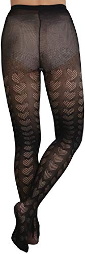 Image of ToBeInStyle Women's Valentine Day Themed Opaque Sheer Pantyhose w /Heart Love