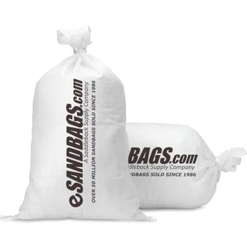 Joe's USA SAND BAGS - Heavy Duty Sandbags with Tie Strings | Empty Woven Polypropylene Bags for Flood Control, UV Resistant, 50 lb Capacity, 14x26 inches, 25 empty eSandbags