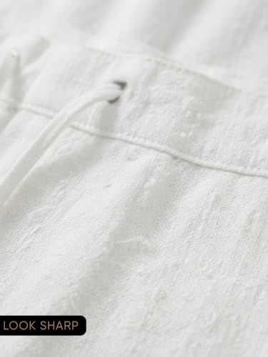 Image of GRECIILOOKS Men's Linen Trousers | Loose Fit Linen-Cotton Casual Pants for Men | Relaxed Office Wear Formal Trousers for Men | Stylish Beige & Pants