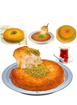 ARTC Kunafa Plate - Kunefa Cooking Serving Plates for Shredded Kadaifi, Phyllo, Fillo Dough Pan/Turkish Dessert Silver Color Aluminum Biryani Plate 30cm