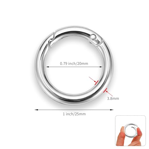 Image of Gkeygo Key Ring Clip, 4 /5 Inch Keychain Rings, 8 Pack Round Carabiner Clip for Keys, Buckle, Bags, Purses - Key Chain Hooks Replacement Keychains Lanyard DIY Crafts - Black, Silver