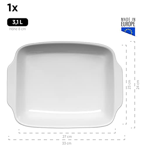 MÄSER 931137 Serie Kitchen Time, Auflaufformen rechteckig im 2er Set, eckige Ofenformen, ideal auch für Lasagne, kratz- und schnittfest, Keramik, 33 x 24 x 8 cm / 25,5 x 16 x 7 cm, Grau – Bild 4
