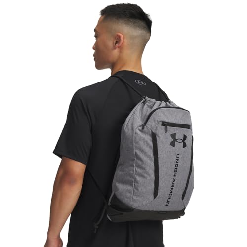 Image of Under Armour Unisex Hustle Sackpack, (025) Castlerock /Black /Black, One Size Fits Most