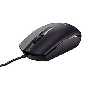 Trust Basi Computer Mouse with Optical Sensor, 3 Buttons, Wired Mouse for Left and Right Handed Users, 160 cm Cable, Plug & Play USB Mouse for PC, Laptop, Mac – Black
