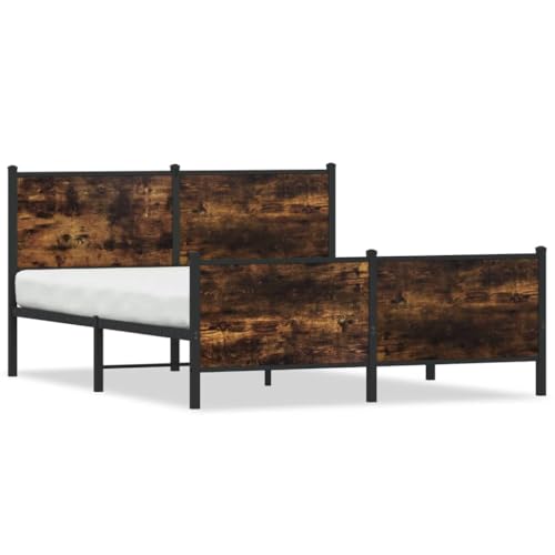 XHNIFBN Cama de metal 137×190 cm sin colchón, marco de acero, somier, espacio de almacenamiento, cabecero, montado