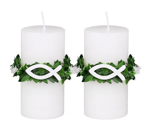 LeGeYo Juego 2 protectores antigoteo para velas blanco 4-9 cm con banda elástica atrapa cera ideal comunión y velas de boda