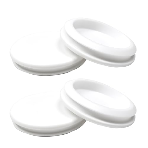 Image of 4 Pcs 55 mm Silicone Rubber Plugs Snap in Locking Hole Plugs for 55 mm (2-3 /16 inch) Round Holes, Flush Type Rubber Stoppers, Flexible Tube Pipe End Caps Covers, Waterproof Sealing Plugs, White