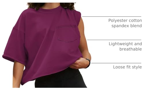 Image of ATHMILE Womens Crop Tops Workout Shirts Gym Oversized Spring Summer Basic Tees Short Sleeve Casual Loose Drop Shoulder 2026