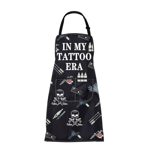 ENSIANTH Delantal de artista del tatuaje, regalo para amantes de los tatuajes, regalo para tatuadores, pintura y cocina, con bolsillo, In My Tattoo Era, M