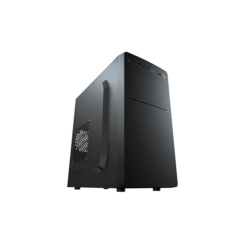 Vida Business Black Office Case, Micro ATX, 8cm Fan, High Airflow Side