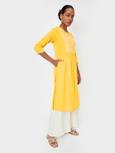 Image of Max Women's Cotton Blend Regular Fit Casual Kurta