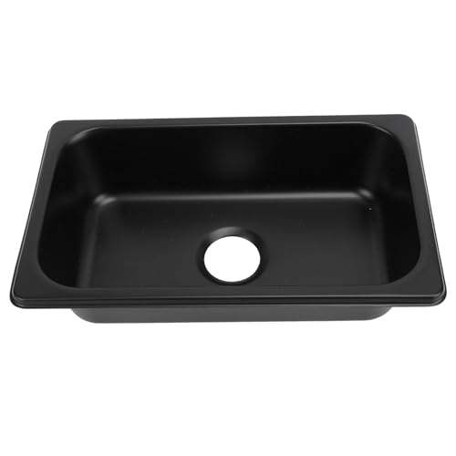 Qudinip 304 Fregadero de Acero Inoxidable, Cuenca de Lavado a Mano Rectangular con Salida de Alcantarillado de 40 Mm para la Cocina Baño de la Casa (Rociar negro GR - 1465B)