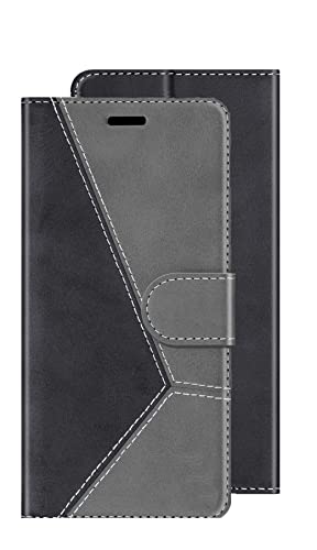 Image of Perkie Trendy Series, Faux Leather Wallet Flip Case Magnetic Closure Flip Cover for for Motorola Moto G54 5G (Grey Black)