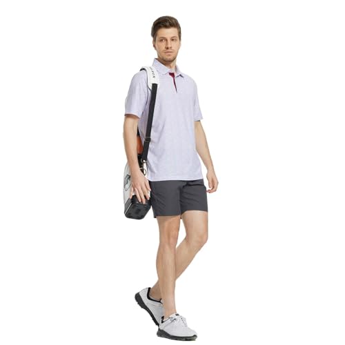 Image of M MAELREG Mens Golf Shirt Short Sleeve Dry Fit Print Moisture Wicking Performance Patterns Collared Polo Shirt
