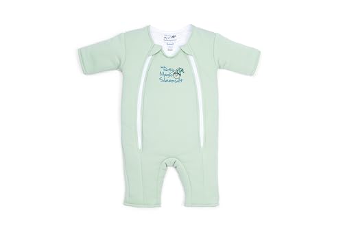 Magic Sleepsuit Baby Merlins Cotton Baby Swaddle Transition Product - Soft and Cozy Design Double Zipper for Easy Diaper Changes Promotes Safe Sleep 3-6 Months - Sage Green - Small (12-18lbs)