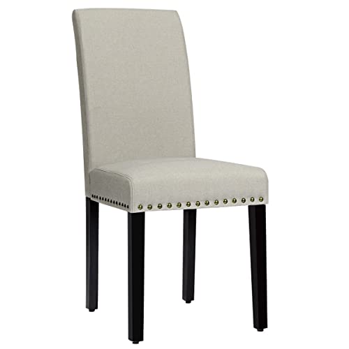 Giantex Set Of 4 Upholstered Dining Chairs, With Wood Legs, Padded Seat, Fabric Parsons Chair For Dining Room. Kitchen, Beige #TOP7